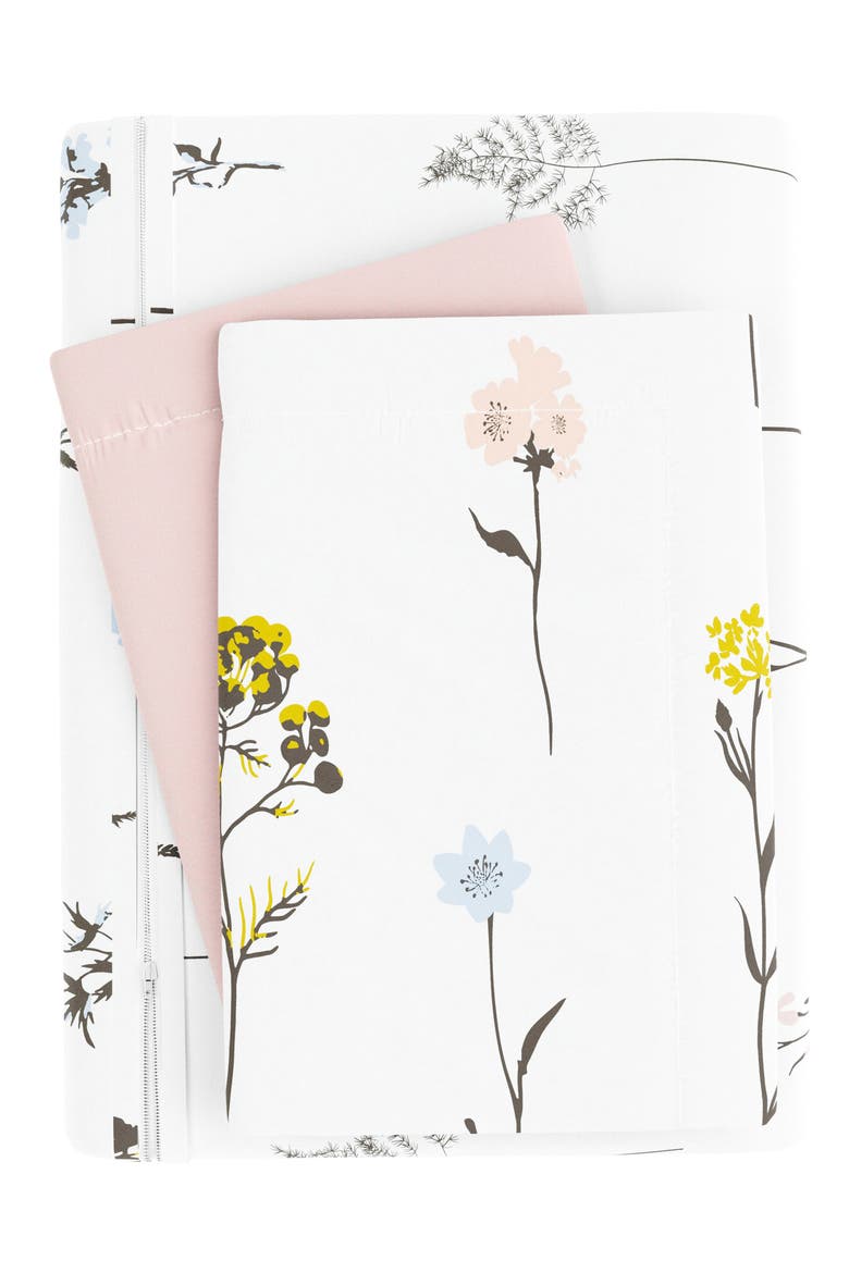 IENJOY HOME Premium Ultra Soft Wild Flower Pattern 3-Piece Reversible Duvet Cover Set, Alternate, color, PINK