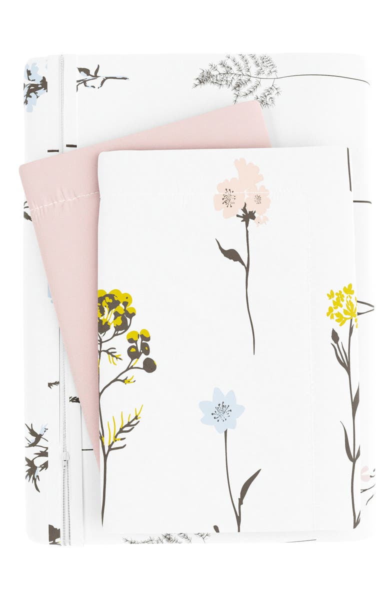 HOMESPUN IENJOY HOME Premium Ultra Soft Wild Flower Pattern 3-Piece Reversible Duvet Cover Set, Alternate, color, Pink