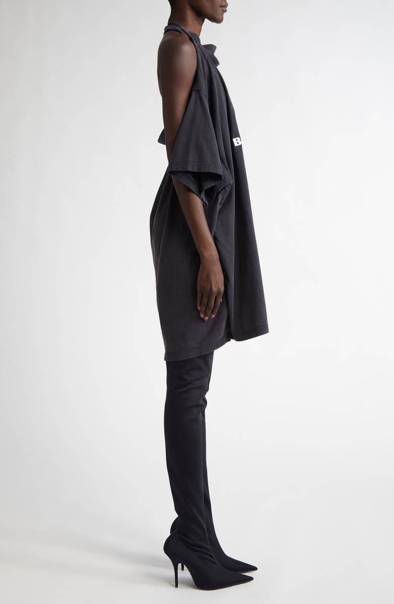 Balenciaga Pulled Halter T-Shirt Dress, Alternate, color, 