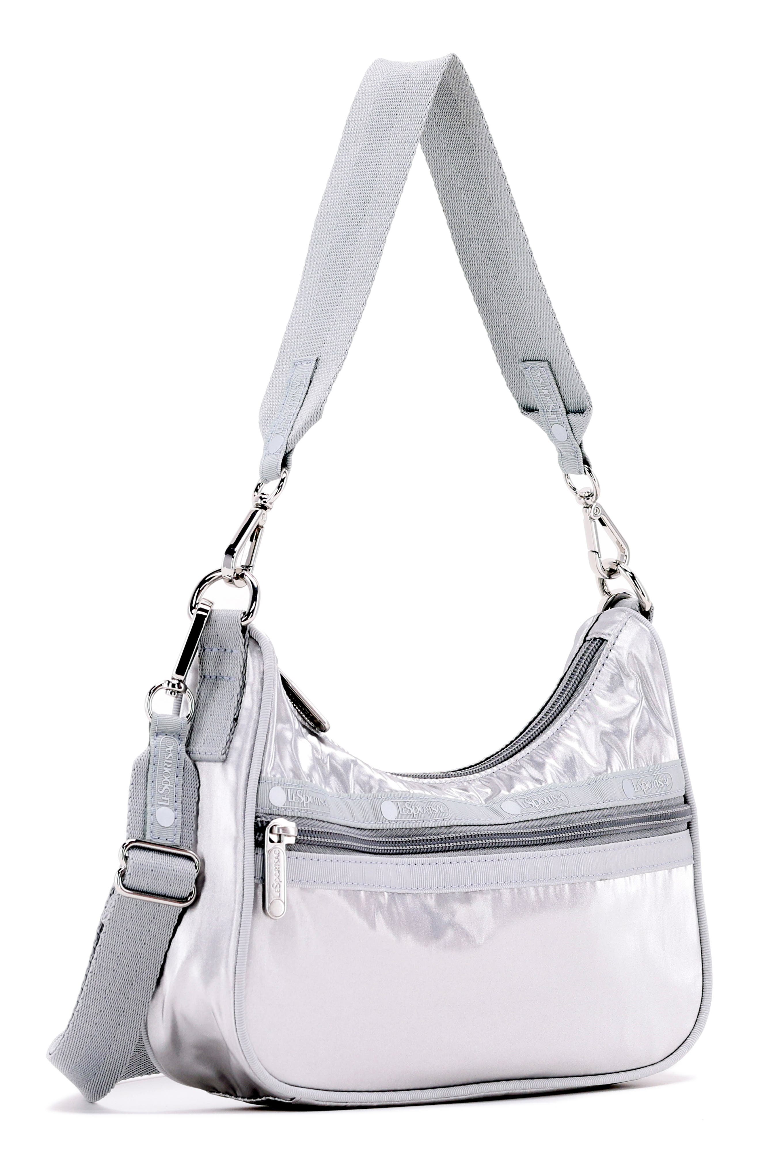 LeSportsac Small Shine Nylon Shoulder Bag, Alternate, color, Silver Shine L