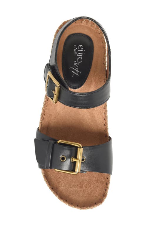 Eurosoft Cork Wedge Sandal In Black