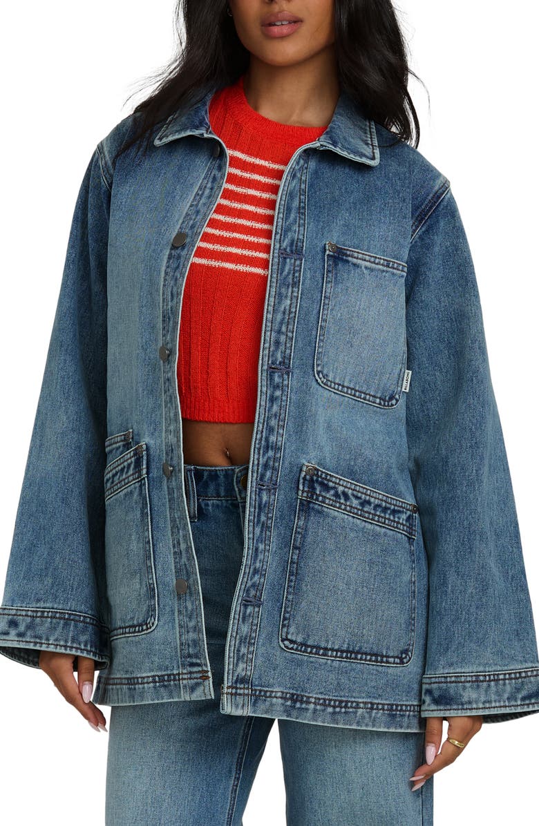 Billabong Oversize Denim Chore Coat, Main, color, Atlantic Deep
