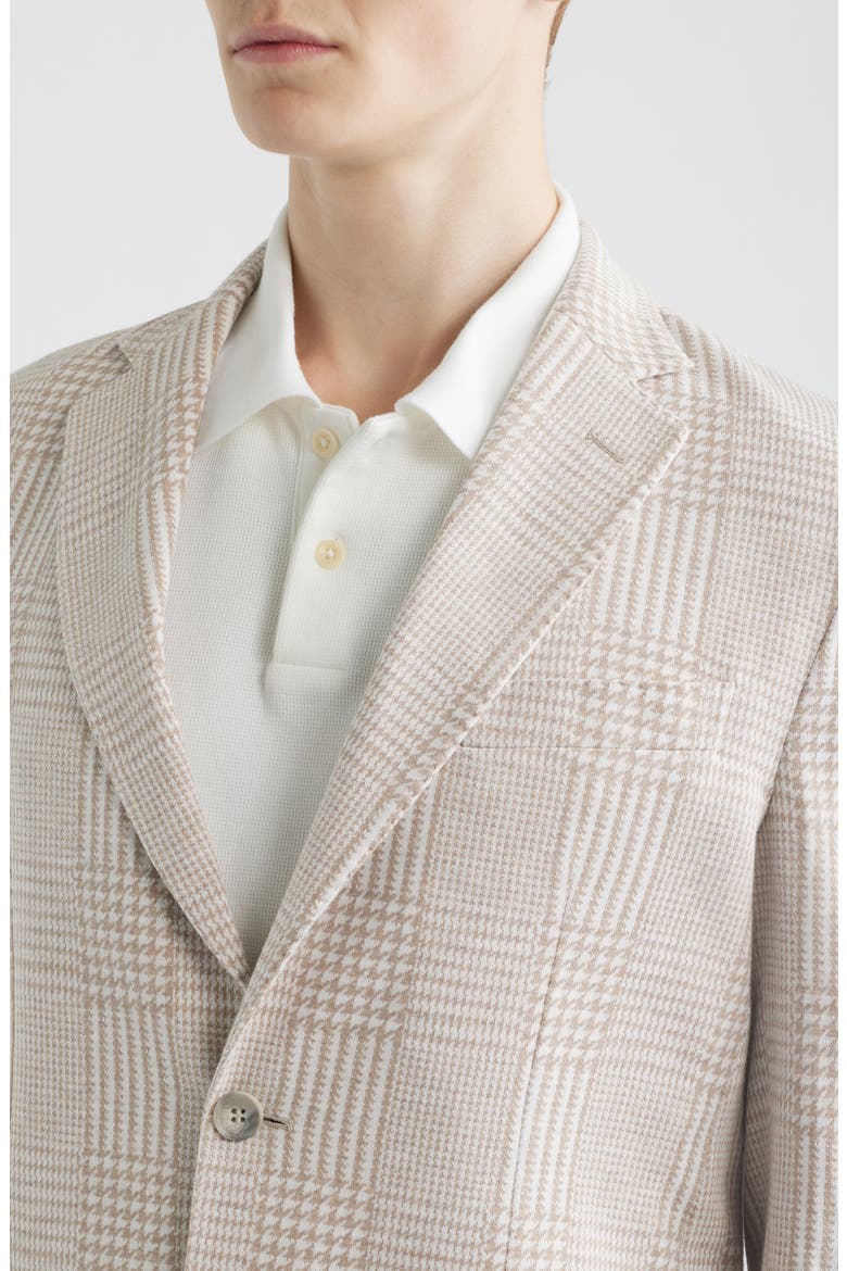 Prince of Wales Check Knit Cotton & Linen Sport Coat, Alternate, color, LIGHT BEIGE