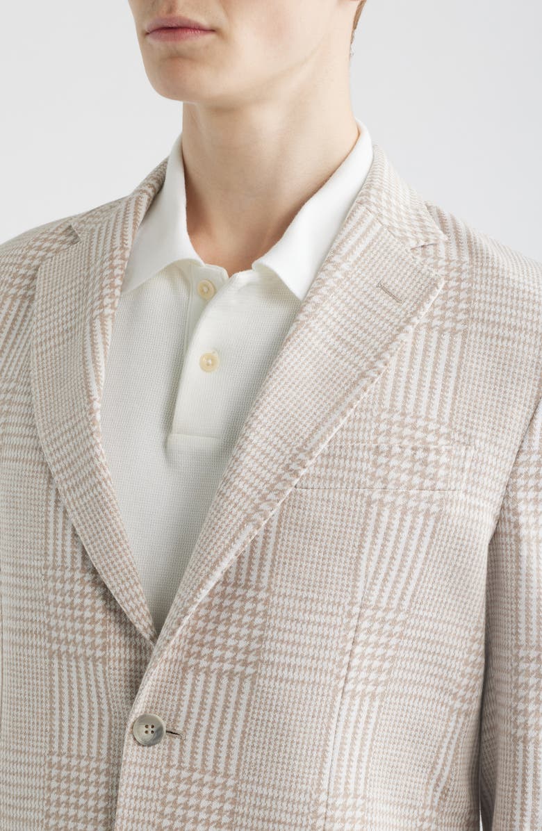 Emanuel Berg Prince of Wales Check Knit Cotton & Linen Sport Coat, Alternate, color, Light Beige