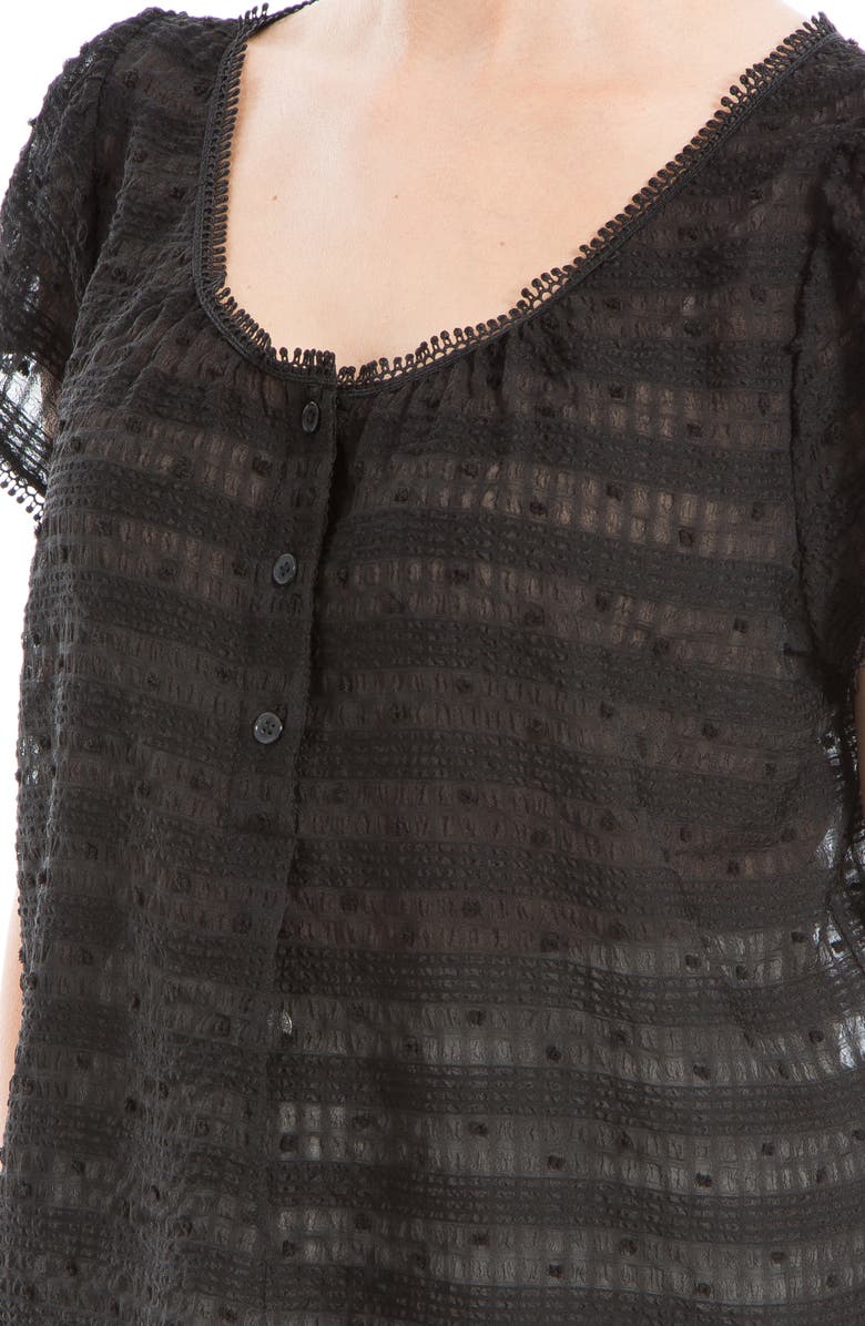 MAX STUDIO Swiss Dot Button Top, Alternate, color, Black-Black