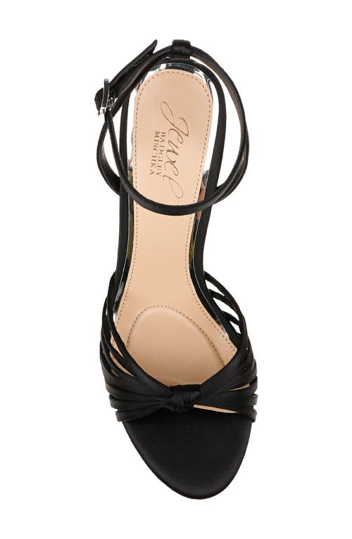 Jewel Badgley Mischka Skylar Ankle Strap Sandal In Black Satin