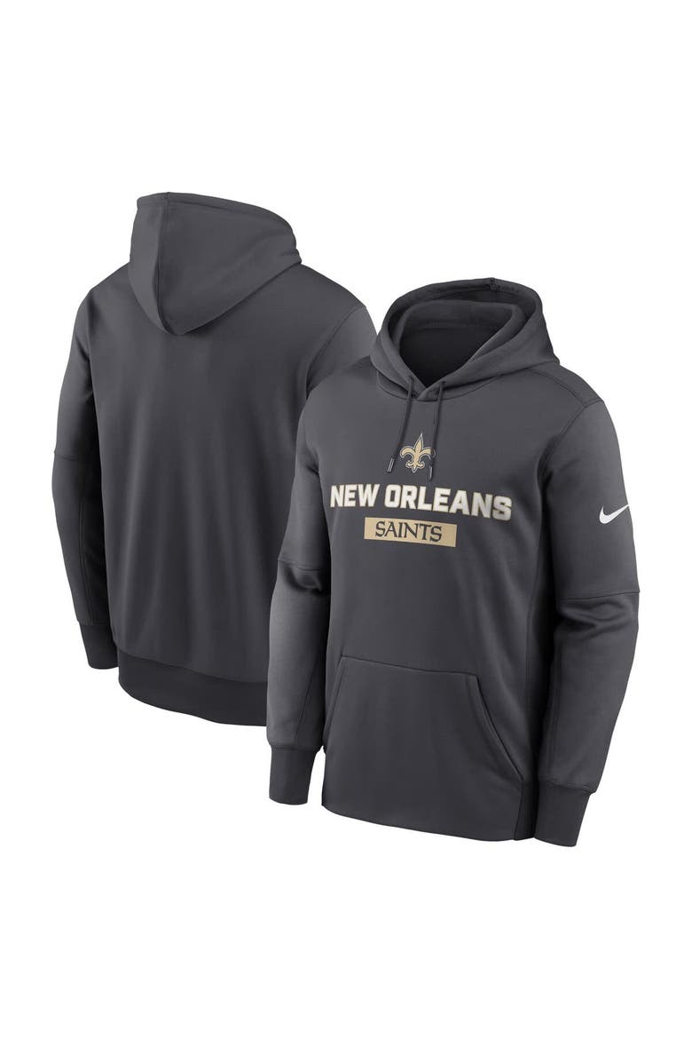 Men's Nike Anthracite New Orleans Saints Toss Sweep Performance Pullover Hoodie, Main, color, Anthracite