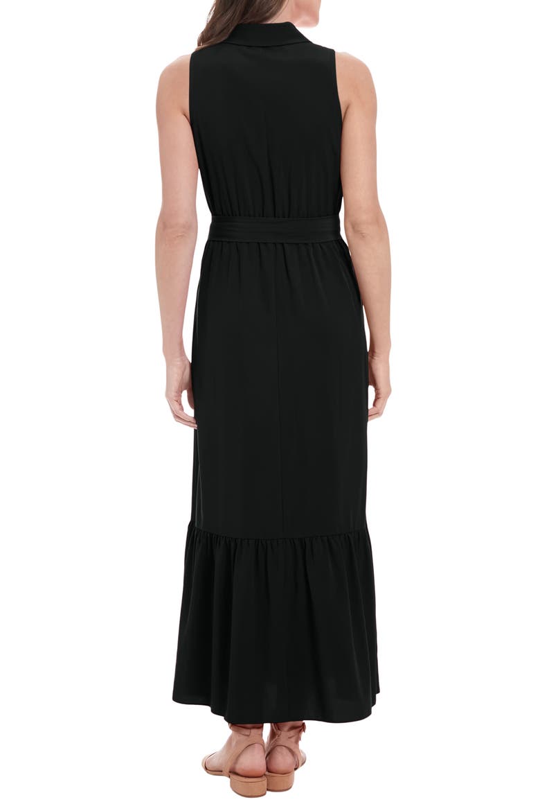 Sleeveless Belted Maxi Shirtdress, Alternate, color, BLACK