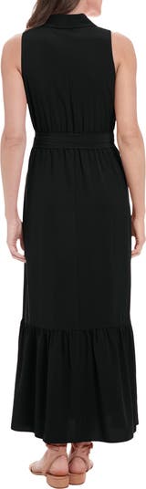 Sleeveless Belted Maxi Shirtdress