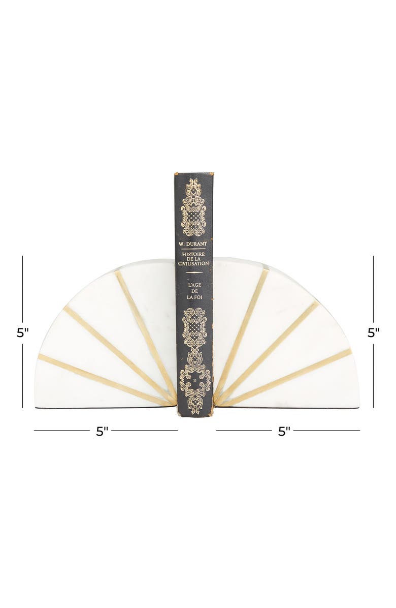 COSMO BY COSMOPOLITAN White Marble Geometric Bookends with Gold Inlay - Set of 2, Alternate, color, White