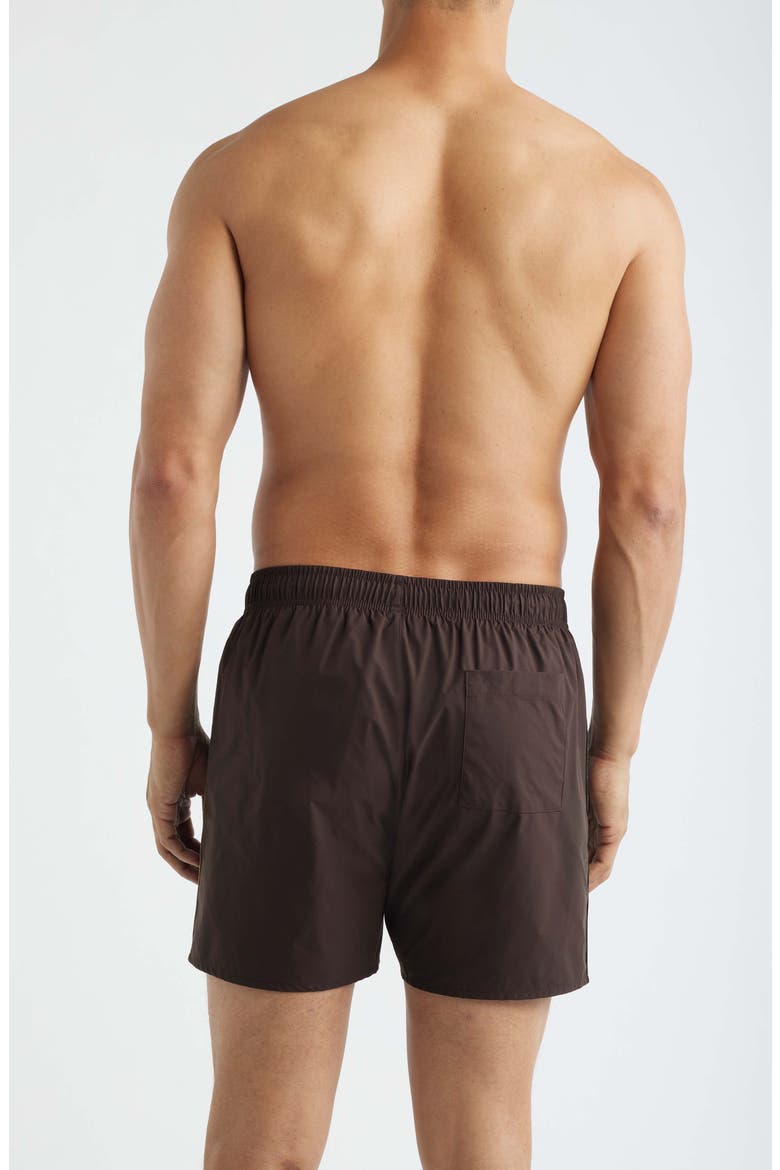 Iconic Side Stripe Swim Trunks, Alternate, color, DARK BROWN