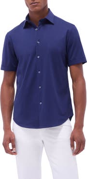 Bugatchi Miles OoohCotton® Solid Short Sleeve Button-Up Shirt