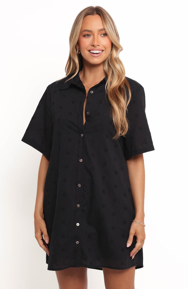 Petal & Pup Grady Eyelet Embroidery Shirtdress, Alternate, color, Black