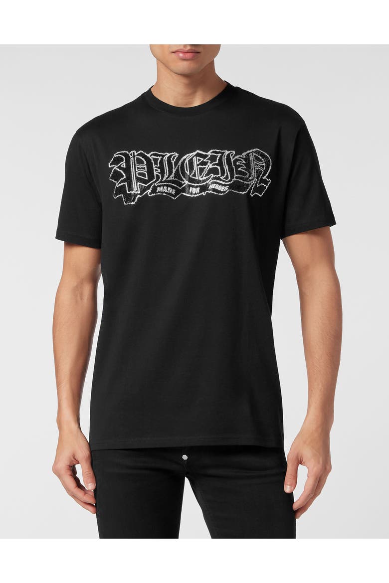 T-Shirt Round Neck Tattoo Men, Main, color, black