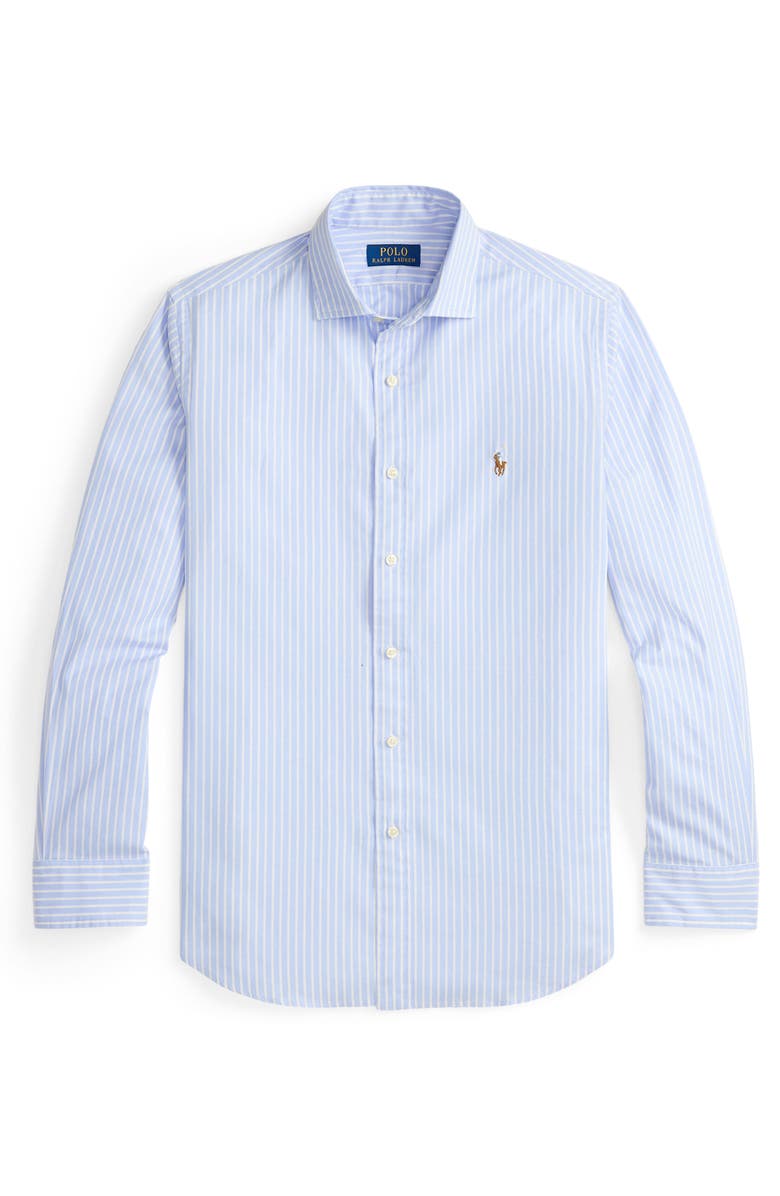 Polo Ralph Lauren Classic Fit Stripe Stretch Cotton Button-Up Oxford Shirt, Alternate, color, Blue White