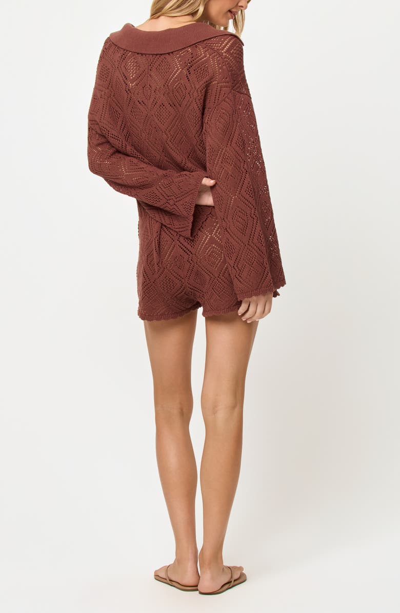 LSPACE Golden Daze Open Stitch Cotton Cover-Up Romper, Alternate, color,