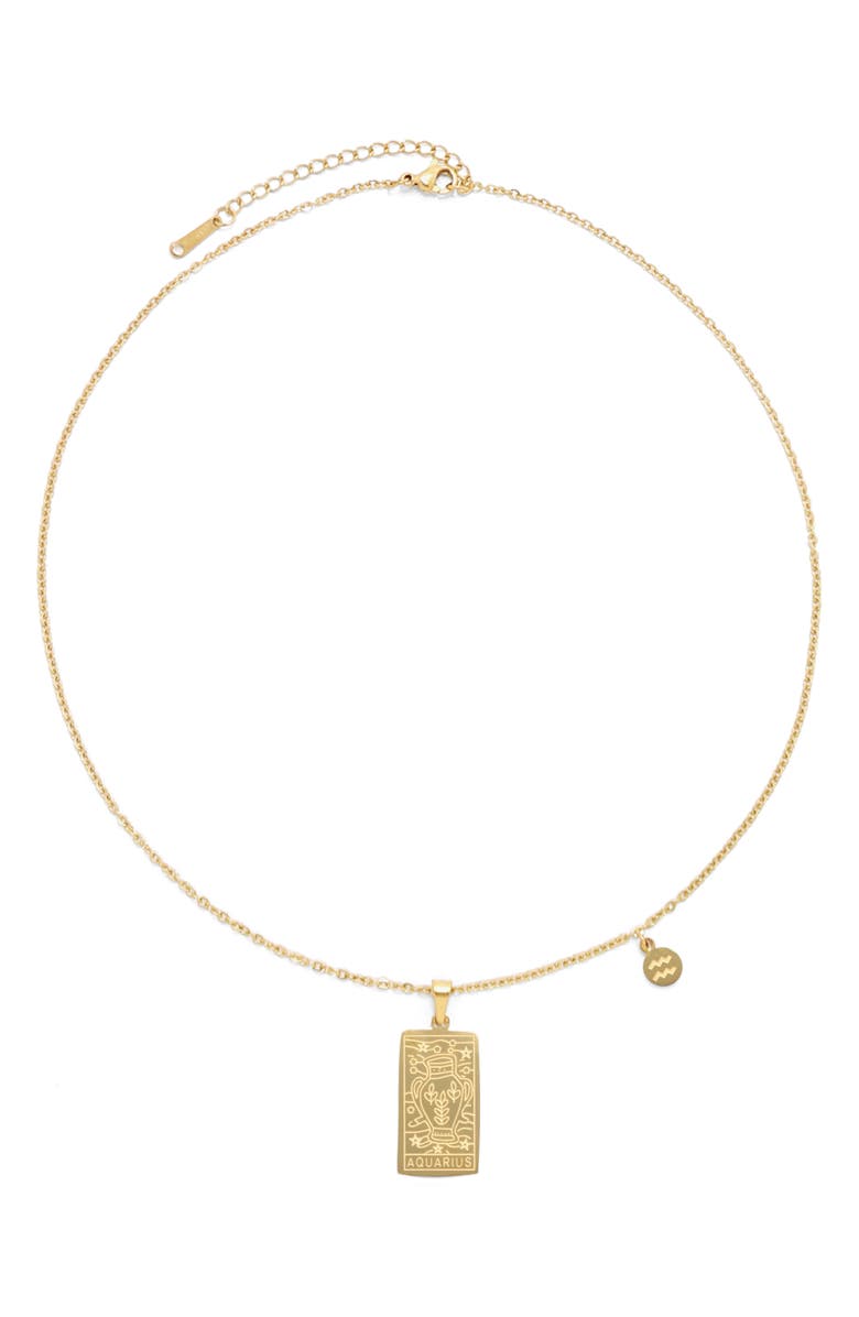 Petit Moments What's Your Sign Zodiac Pendant Necklace, Main, color, Gold-Aquarius