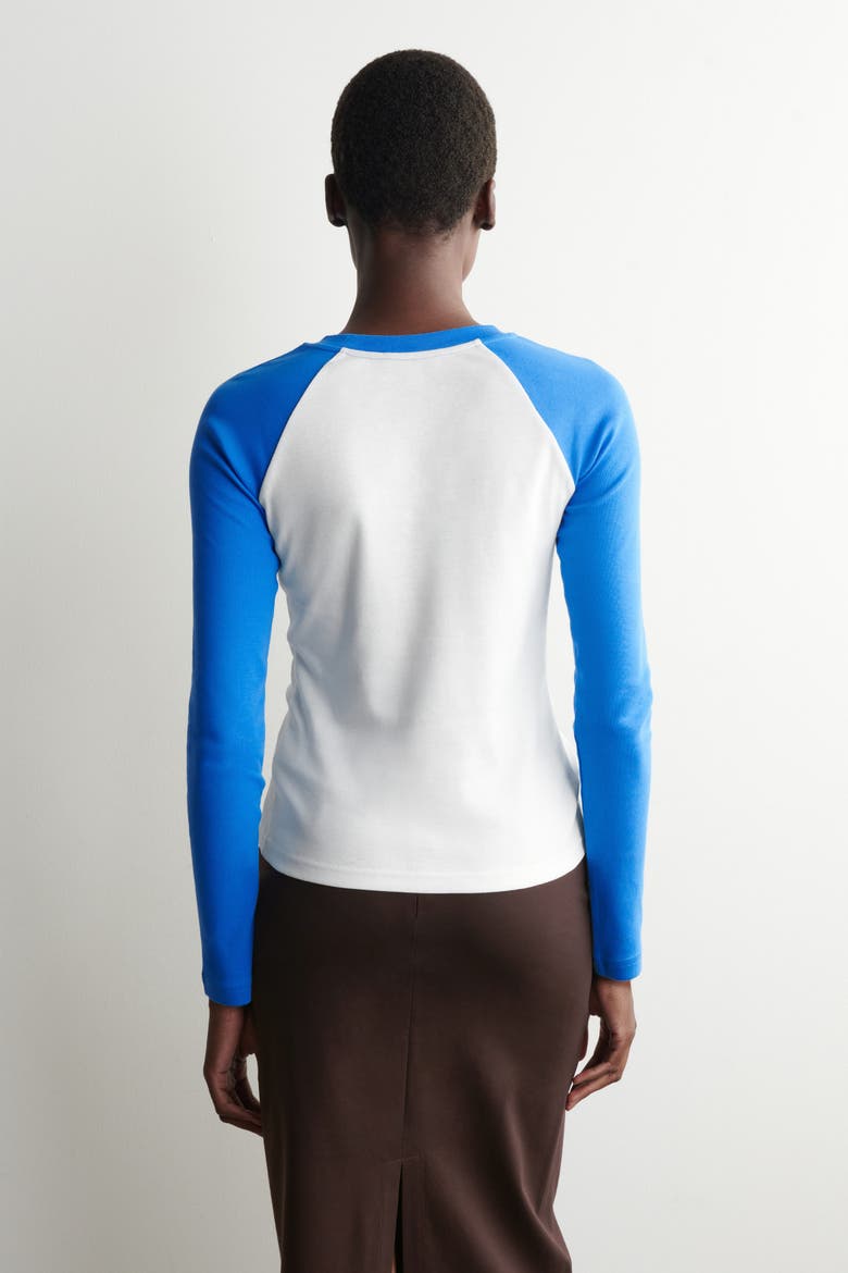 Contrast-Sleeve T-Shirt, Alternate, color, WHITE / BLUE