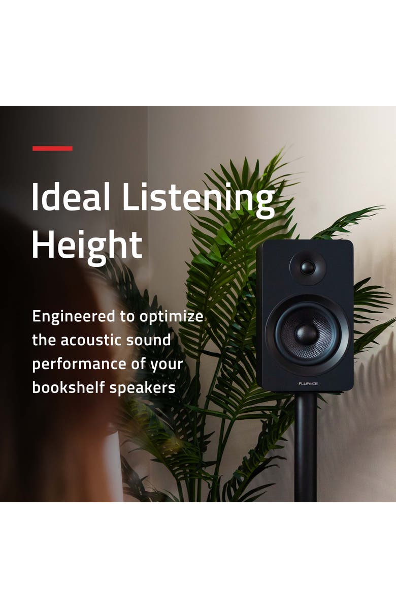 Fluance Speaker Stands for Surround Sound & Bookshelf Speakers Square Base/Pair, Alternate, color, Matte Black