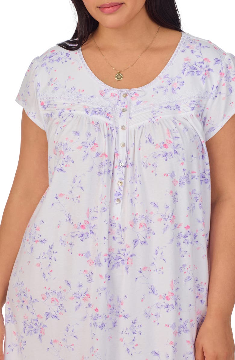 Eileen West Floral Cap Sleeve Short Cotton Jersey Nightgown, Alternate, color, 