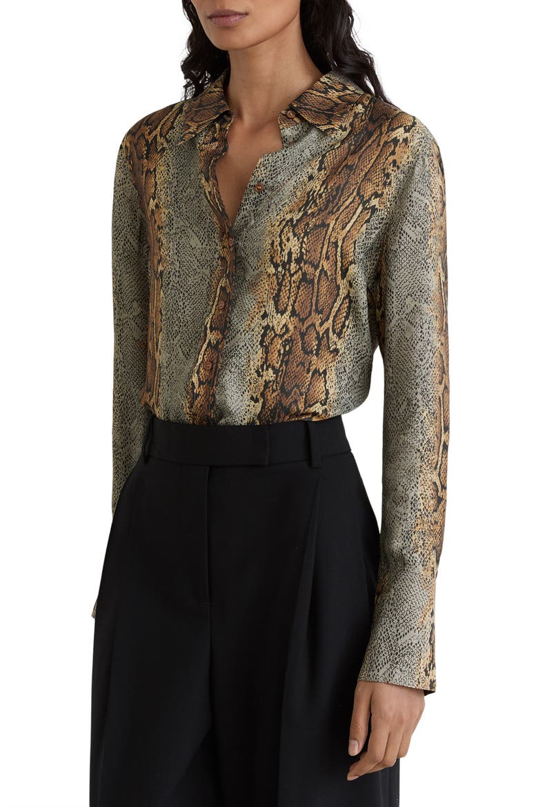Lyla Snakeskin Print Long Sleeve Shirt, Alternate, color, NEUTRAL/ GREY