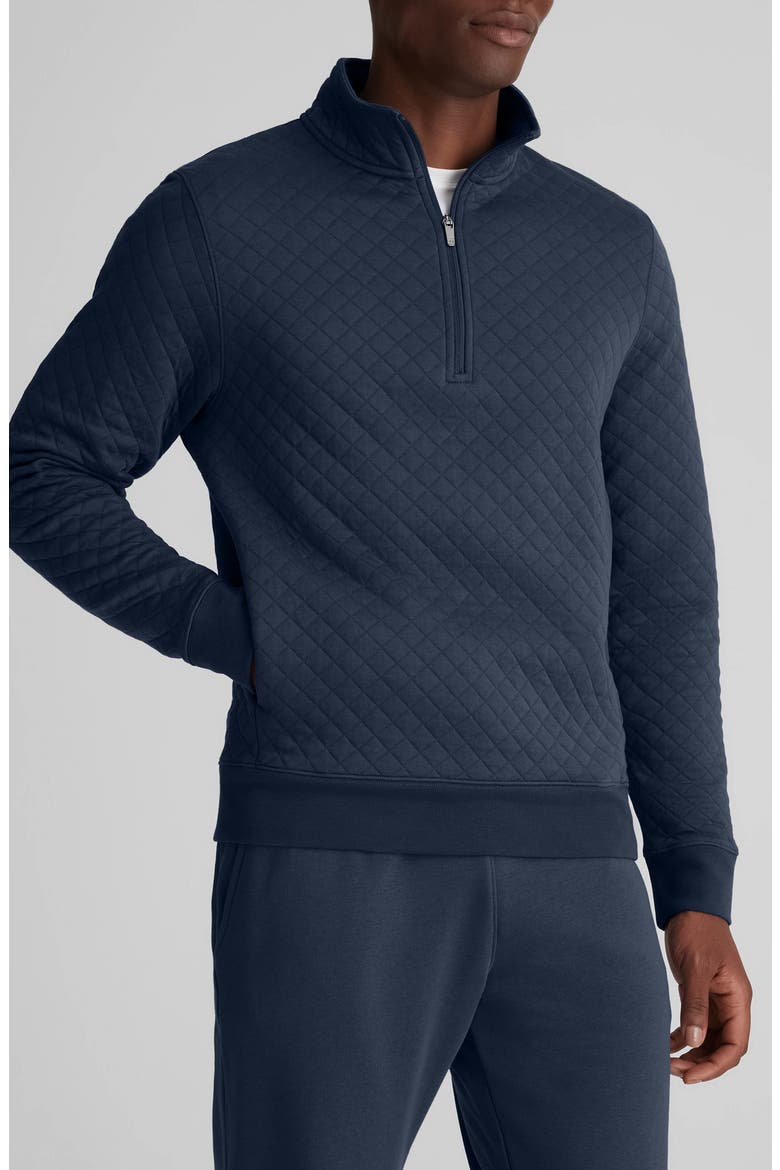 Quilted Quarter Zip Top, Main, color, DRESS BLUES