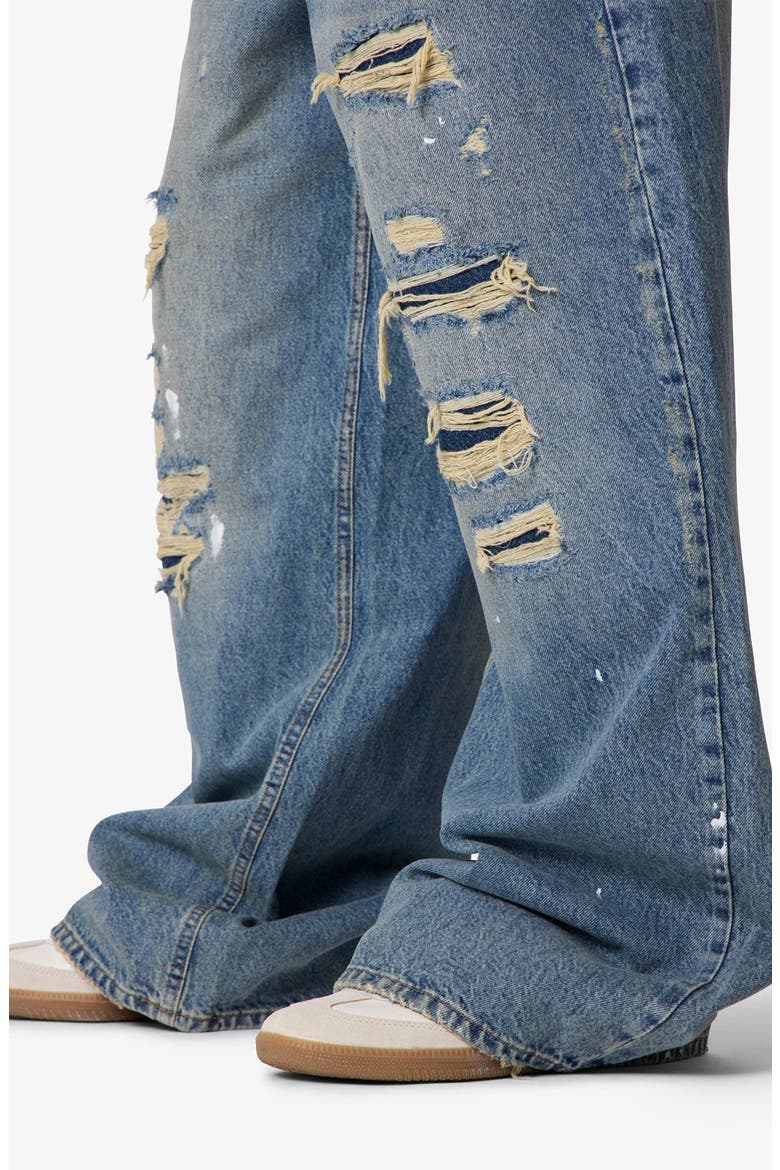 Repaired Rave Relaxed Fit Wide Leg Ripped Jeans, Alternate, color, BLUE