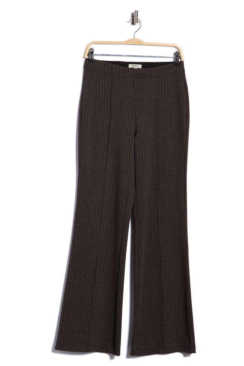 Front Seam Double Knit Flared Pants, Main, color, BLACK/ BROWN PINSTRIPE