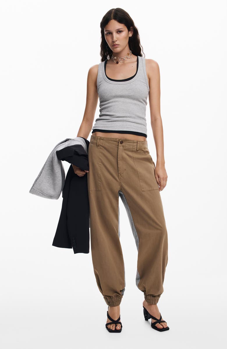 Desigual Knit & Woven Joggers, Alternate, color, Camel