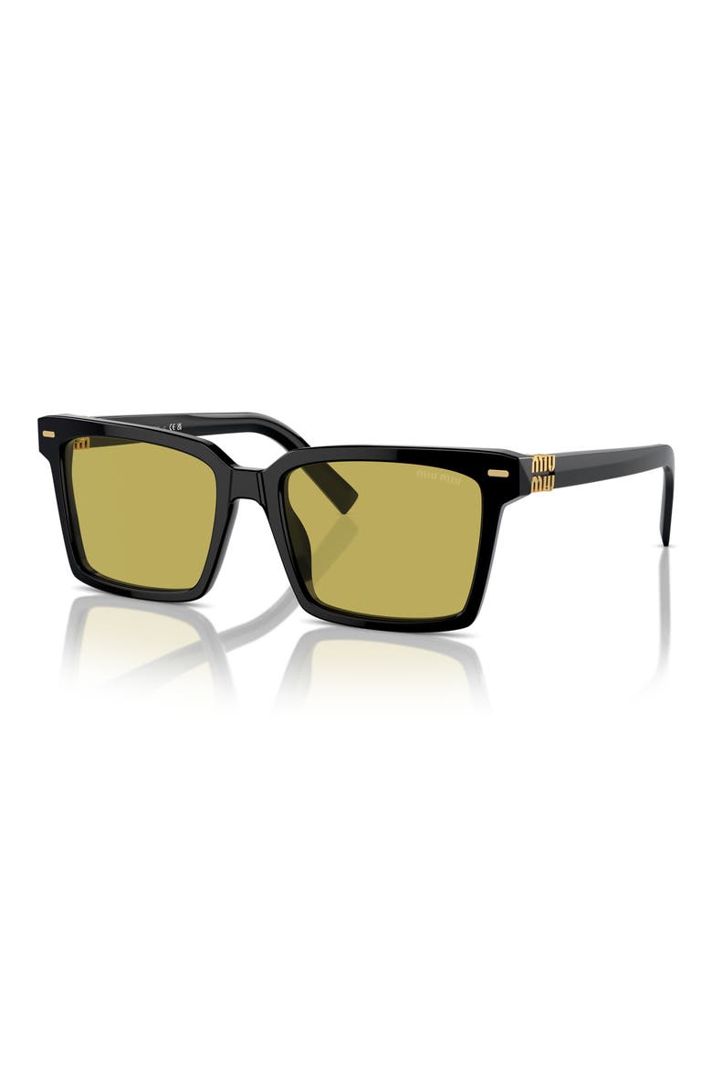55mm Rectangular Sunglasses, Alternate, color, BLACK