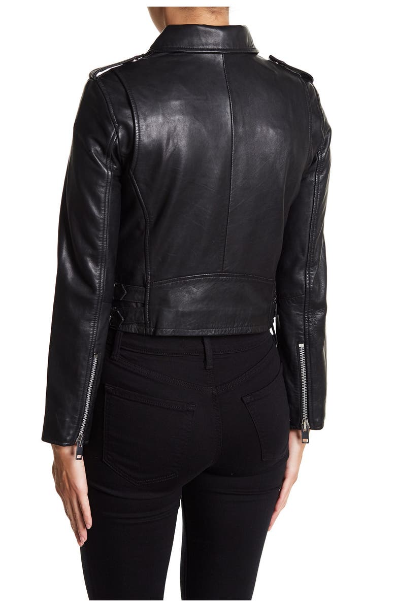 Walter Baker Liz Leather Crop Moto Jacket, Alternate, color,