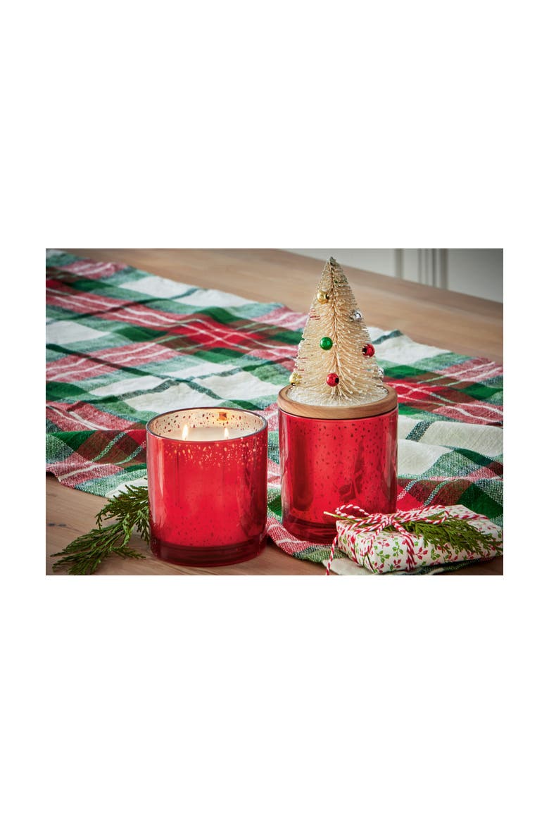 Cedar Fireplace Bottle Brush Candle Red Wax Christmas Scent, Alternate, color, Red