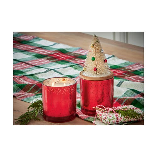 Tag Cedar Fireplace Bottle Brush Candle Red Wax Christmas Scent In Red