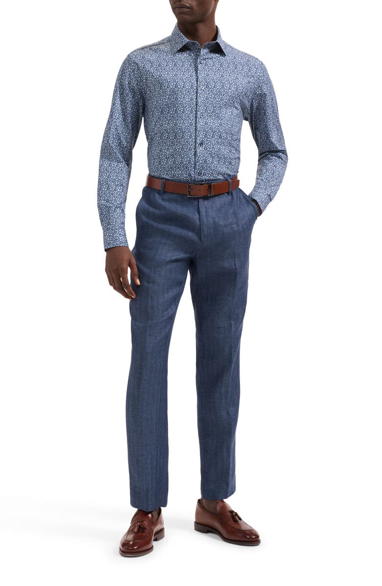 Bugatchi James OoohCotton<sup>®</sup> Daisy Print Button-Up Shirt, Alternate, color, Navy