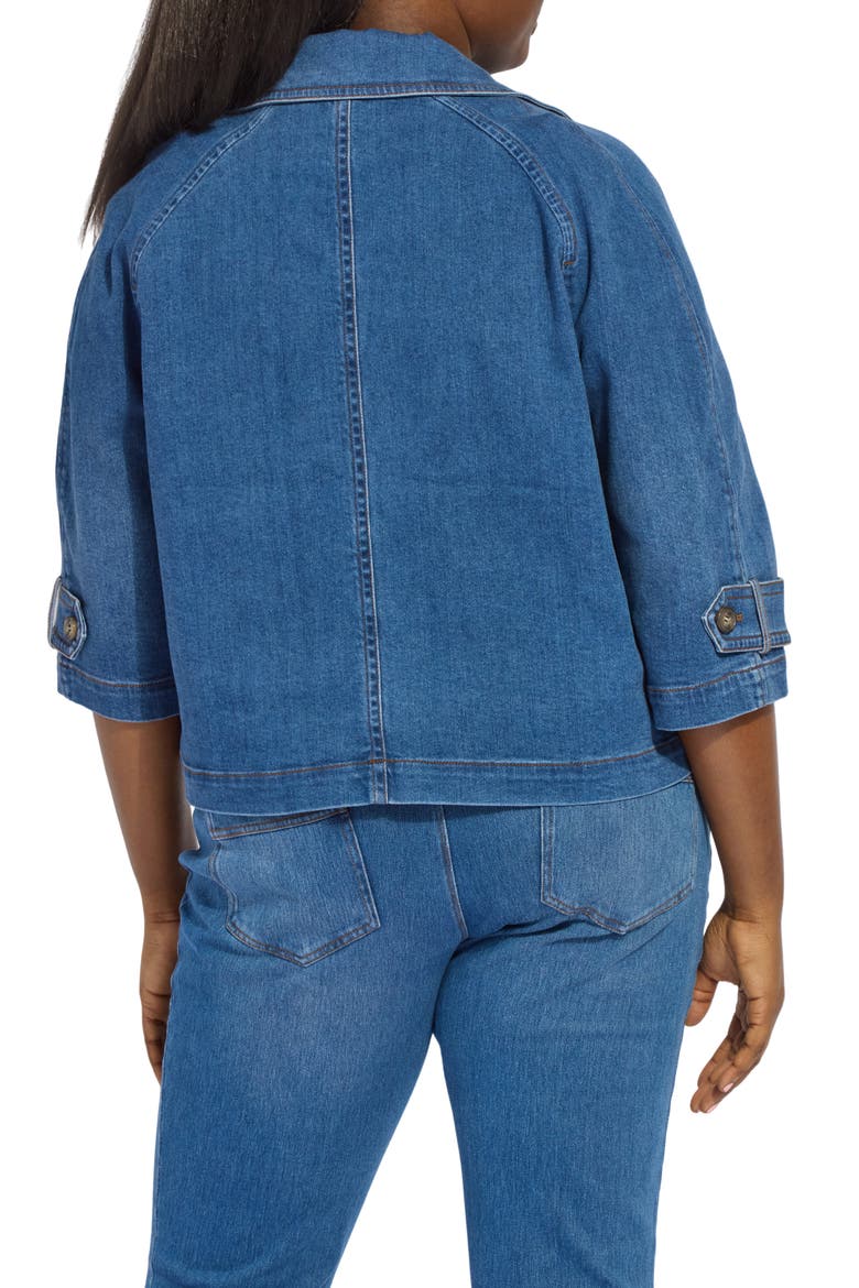 Jeanne Crop Trench Jacket, Alternate, color, MID WASH