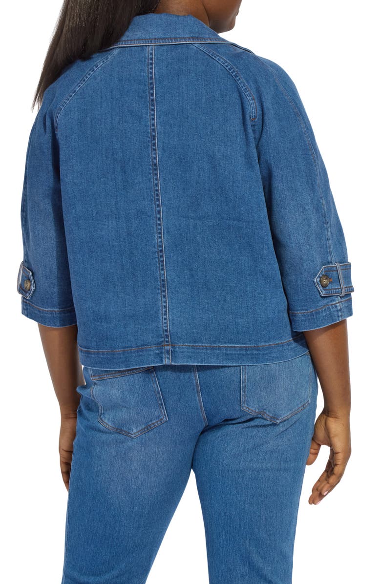 Lysse Jeanne Crop Trench Jacket, Alternate, color, Mid Wash