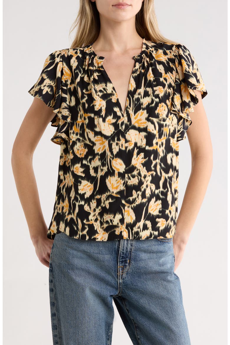 Lilo Flutter Sleeve Top, Main, color, TOURMALINE