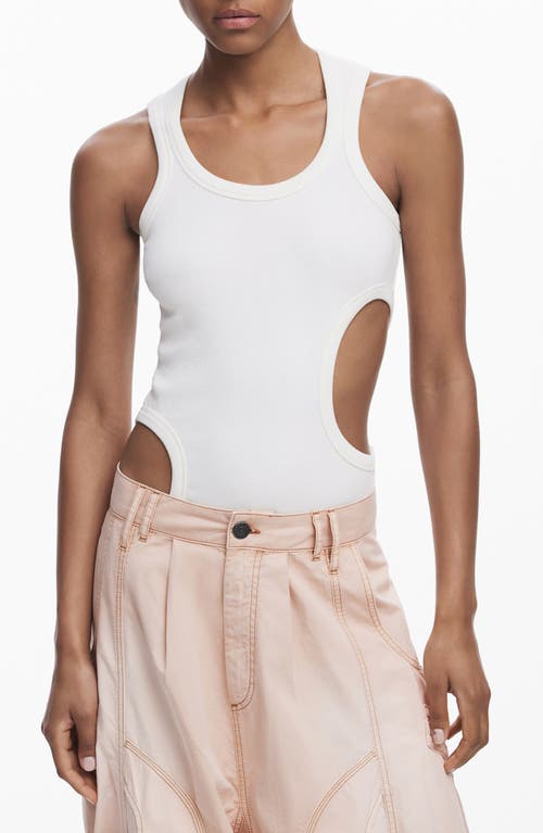 Desigual Sleeveless Cutout T-shirt In White