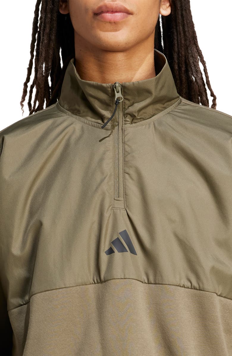 adidas City Tech Utility Half Zip Sweatshirt, Alternate, color, Olive Strata