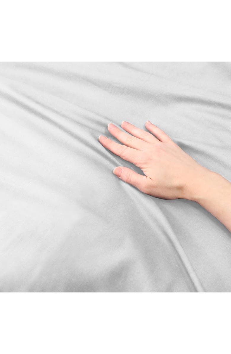 Superior Solid 300 Thread Count Sateen Duvet Cover & Shams Set, Alternate, color, Platinum