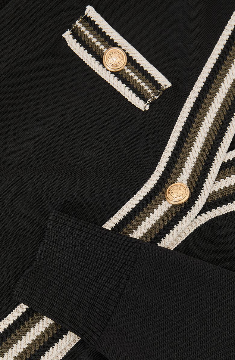 Reiss Danni Embroidered Cardigan, Alternate, color, Black/ Khaki Gre