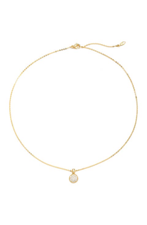 Gold Plated CZ Round Pendant Necklace