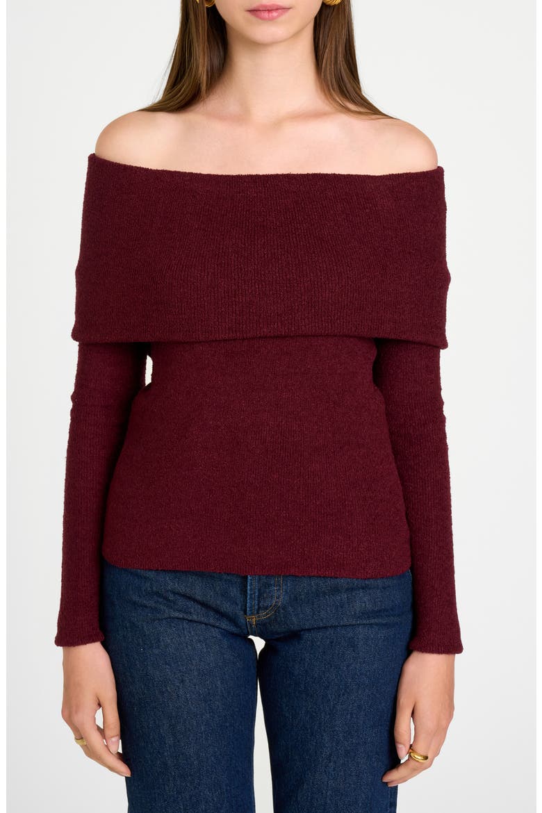 Morgan Off the Shoulder Sweater, Alternate, color, DARK MERLOT