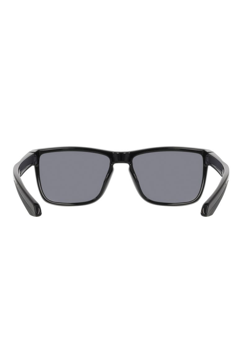 58mm Rectangular Sunglasses, Alternate, color, SHINY BLACK/ SMOKE LENS
