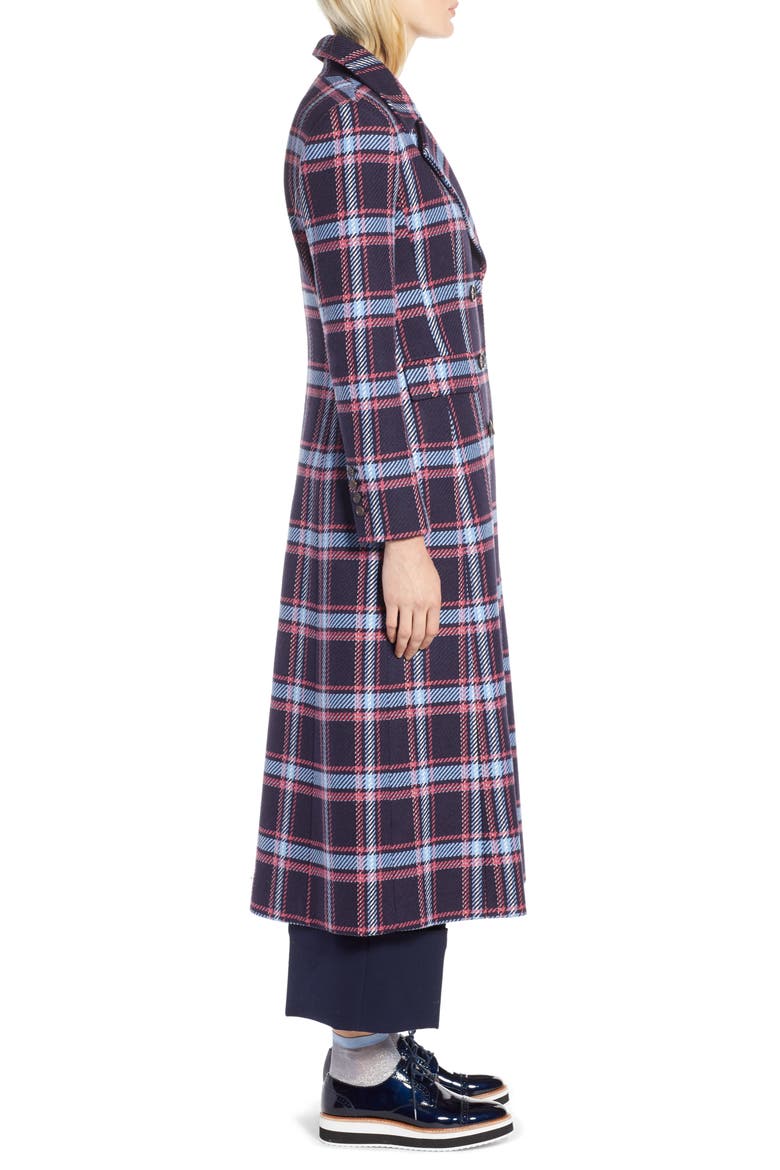 x Atlantic-Pacific Long Plaid Coat, Alternate, color, NAVY PLAID