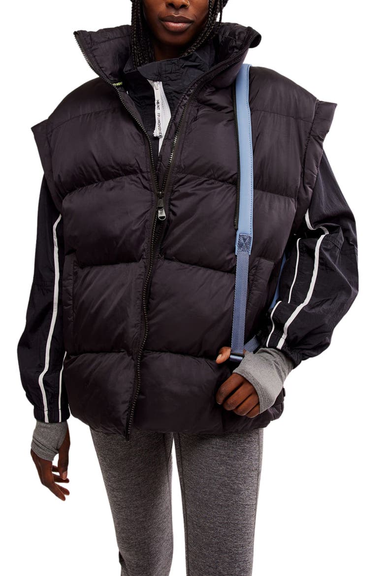 FP Movement In a Bubble Oversize Puffer Vest, Main, color, BLACK