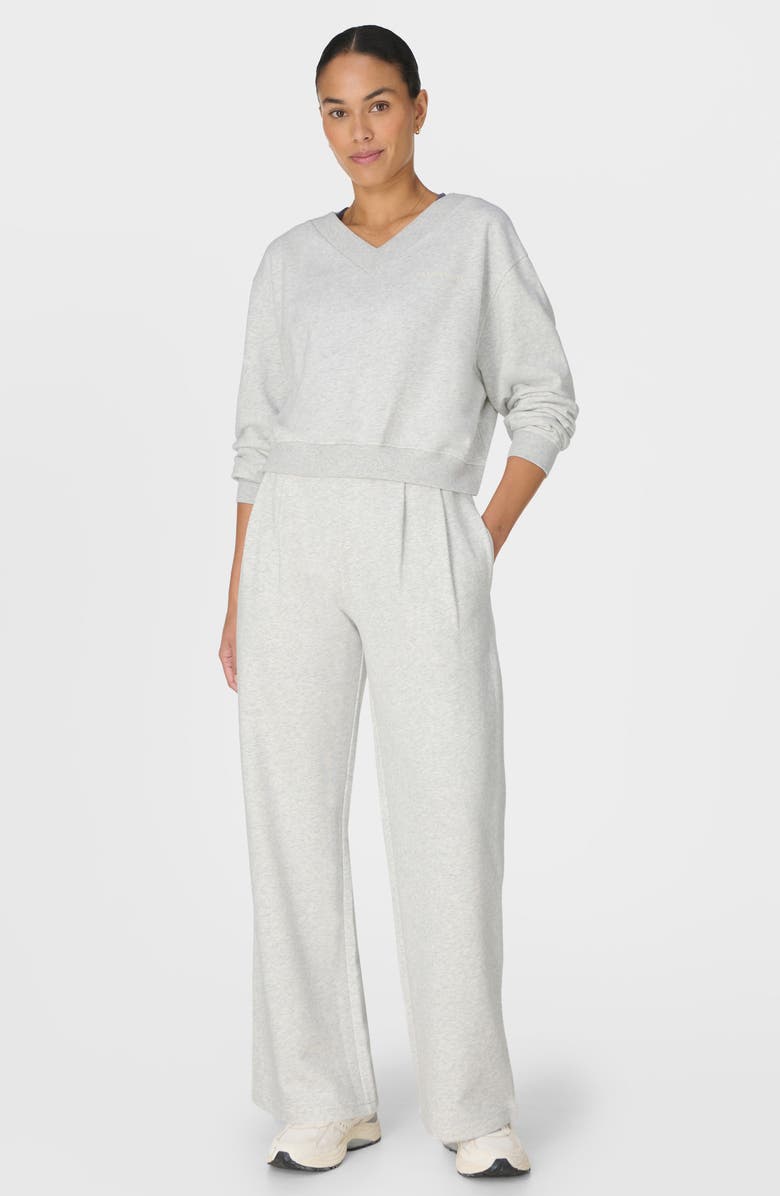 Sweaty Betty Revive Organic Cotton Blend Crop Sweatshirt, Alternate, color, Ice Grey Marl