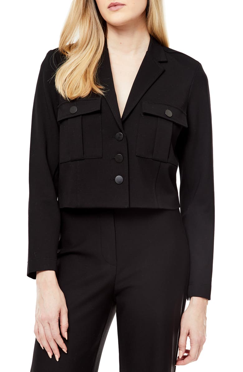 BY DESIGN Kim Crop Utility Blazer, Main, color, Black