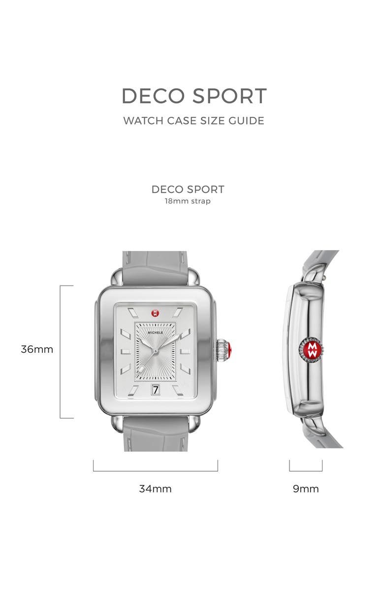 MICHELE Deco Sport Watch Head & Silicone Strap, 34mm x 36mm, Alternate, color, Black