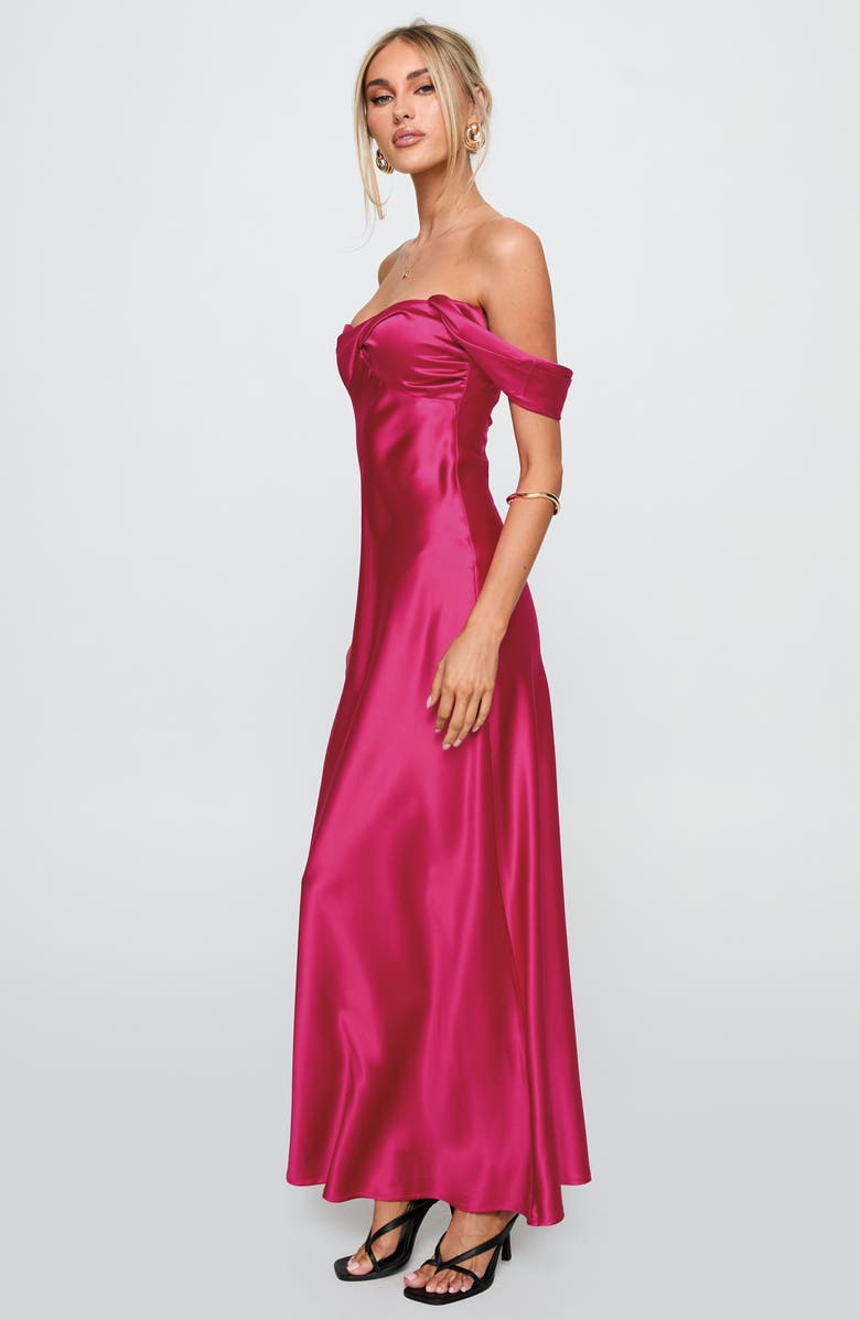 Princess Polly Live For You Off the Shoulder Gown, Alternate, color, Hot Pink